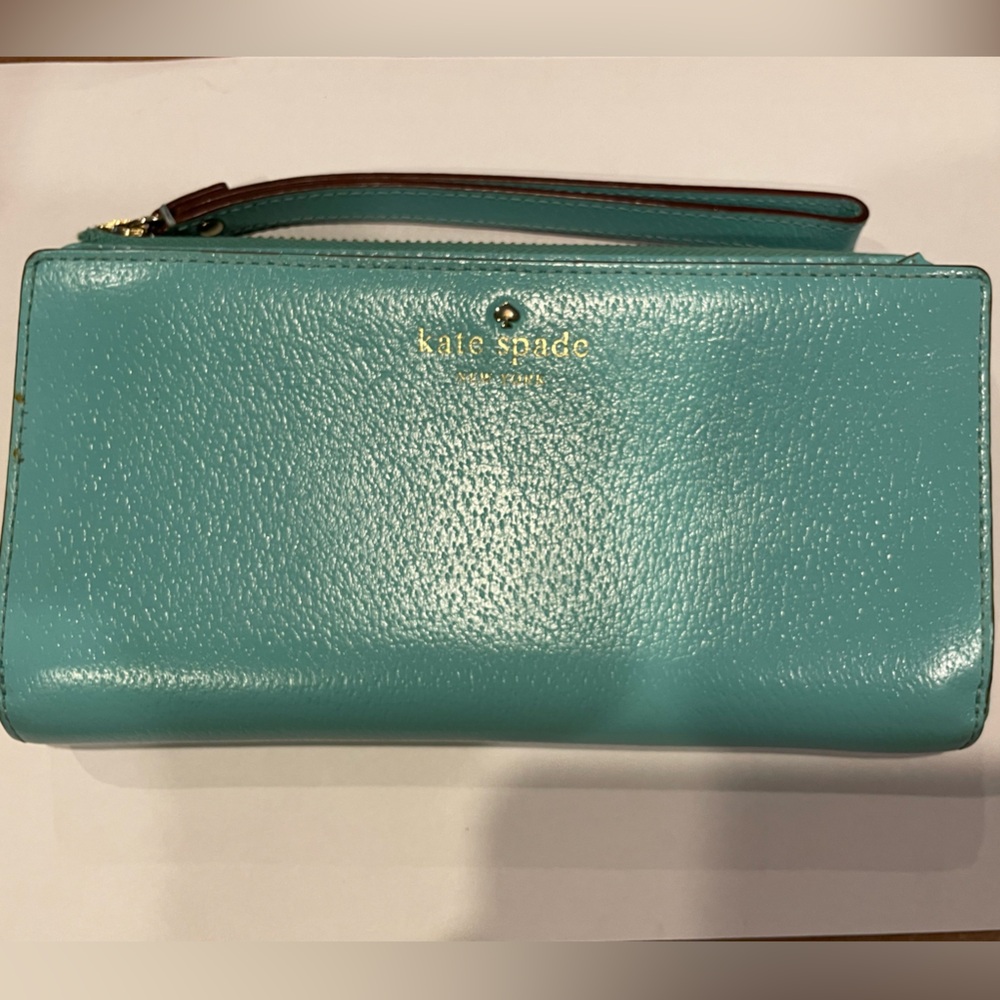 Kate Spade Aqua Leather Wristlet